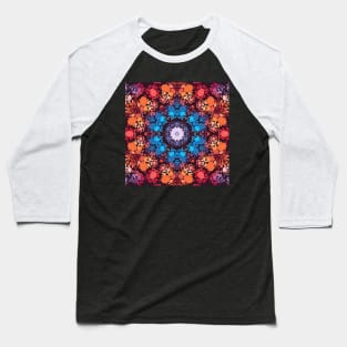 Dot Mandala Blue Red and Orange Baseball T-Shirt